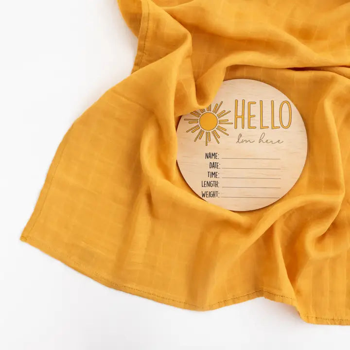 Hello I'm Here Sun Wooden Birth Disc