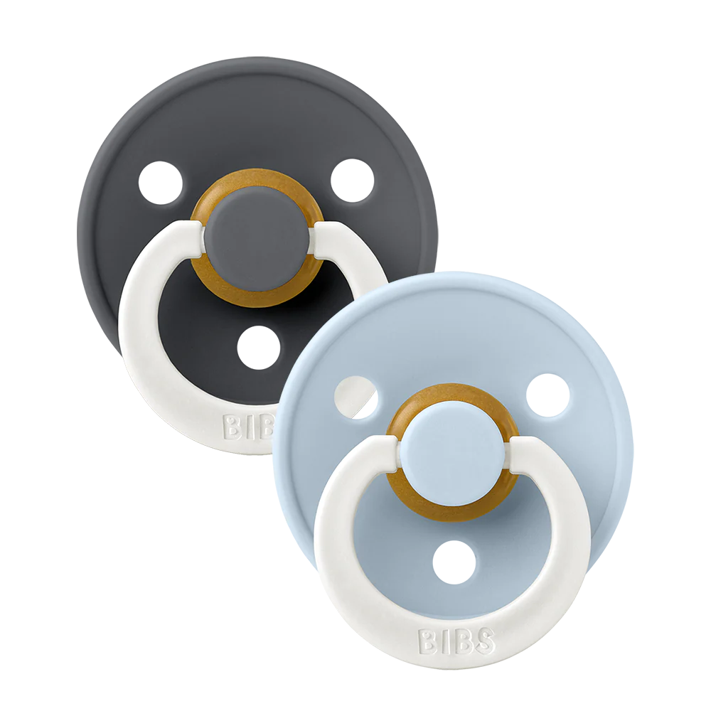 Bibs Pacifier 2 pack - Iron/Baby Blue NIGHT GLOW
