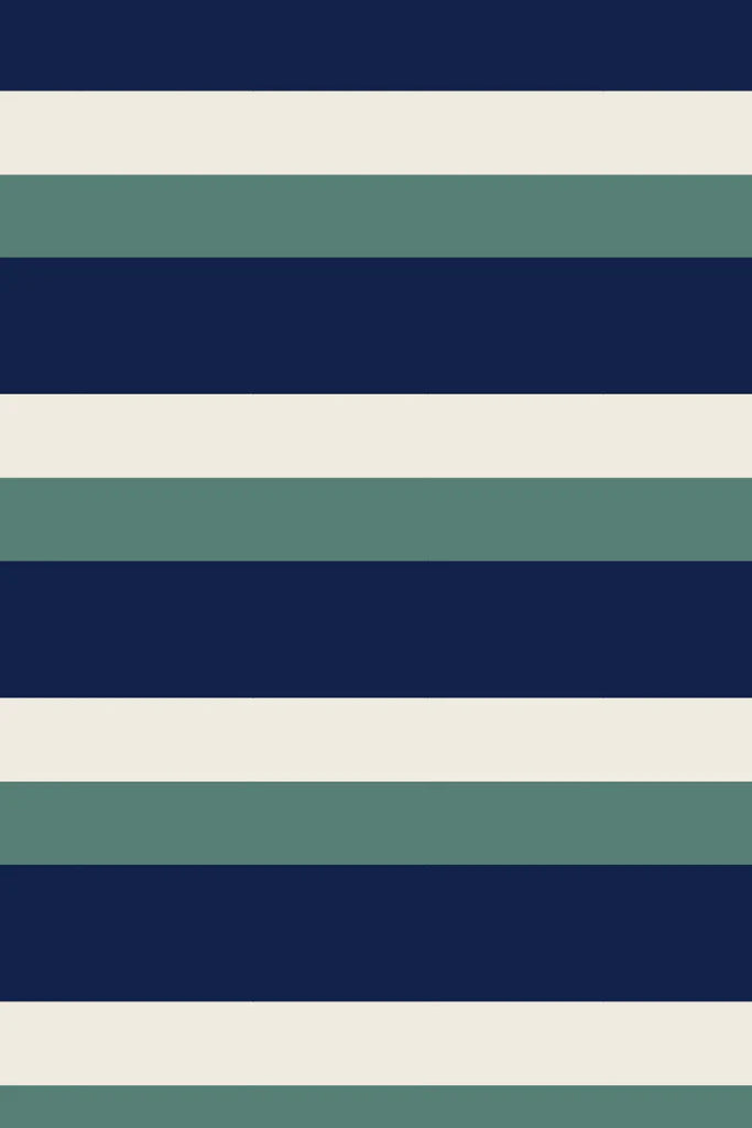 Milky Block Stripe Fleece Sweat - Oatmeal/Green/Navy