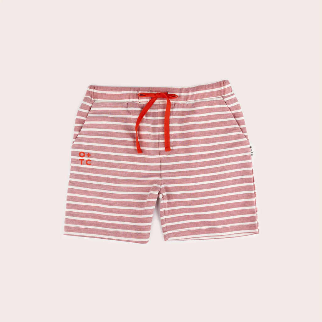 Olive and The Captain Relaxed Mid Shorts - Coral Stripe