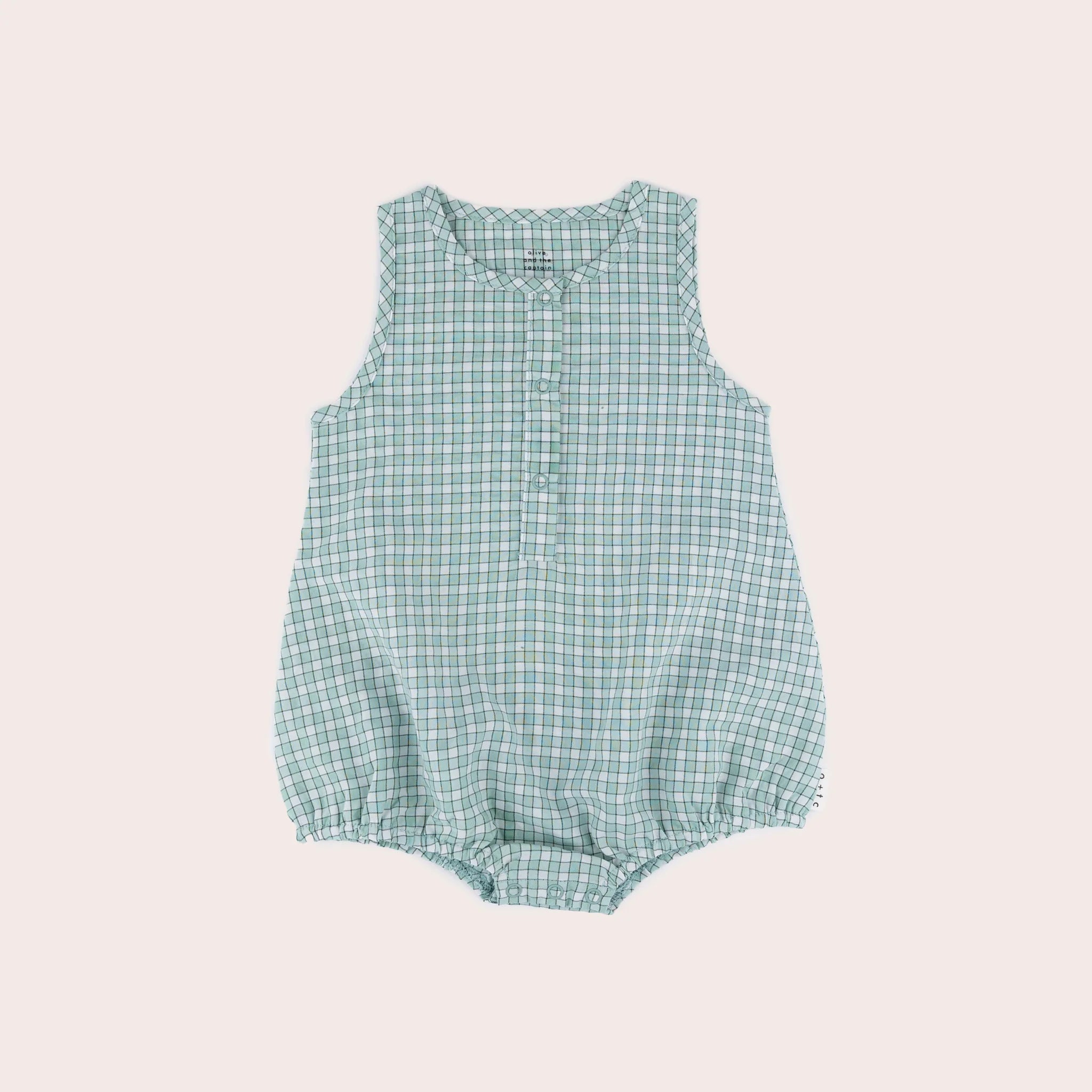 Olive and The Captain Picnic Bubble Romper - Green Check