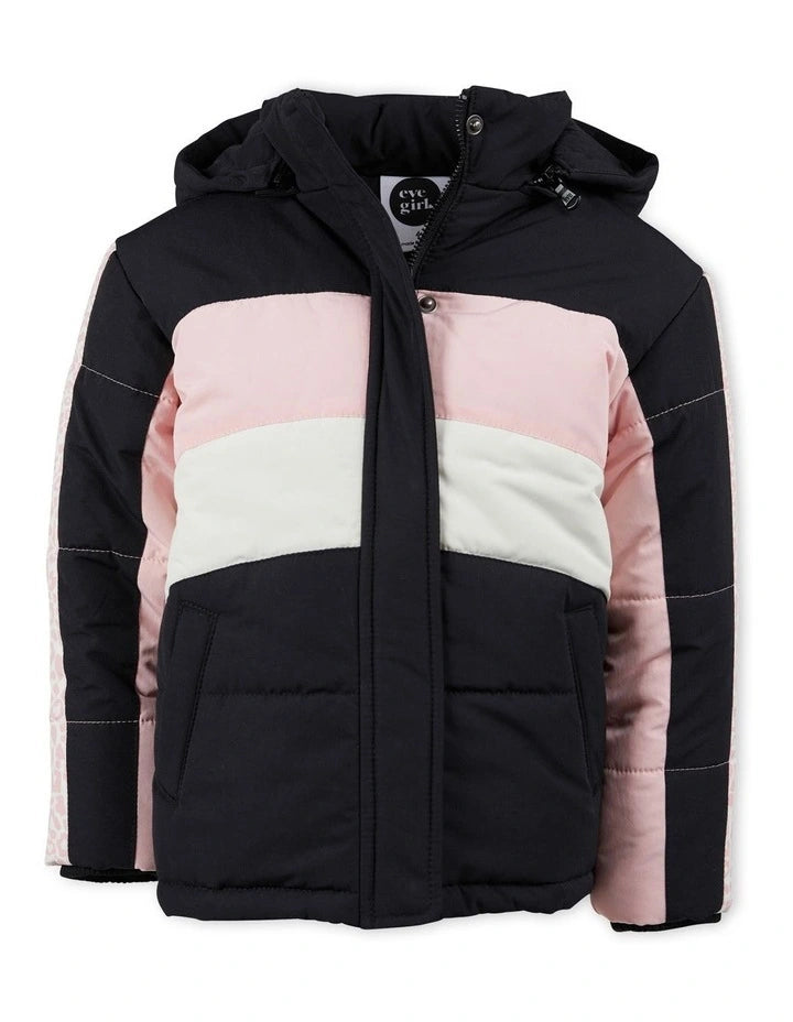 Eve Girl Base Panelled Puffer - Multicoloured