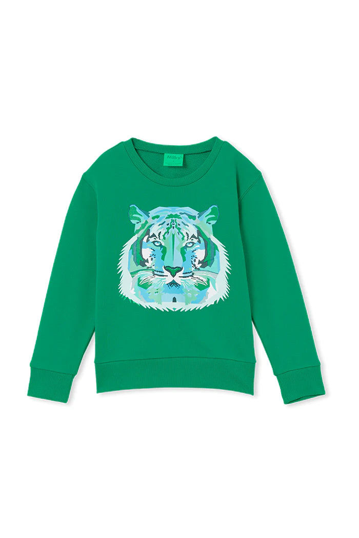 Milky Tiger Fleece Sweat - Vivid Green