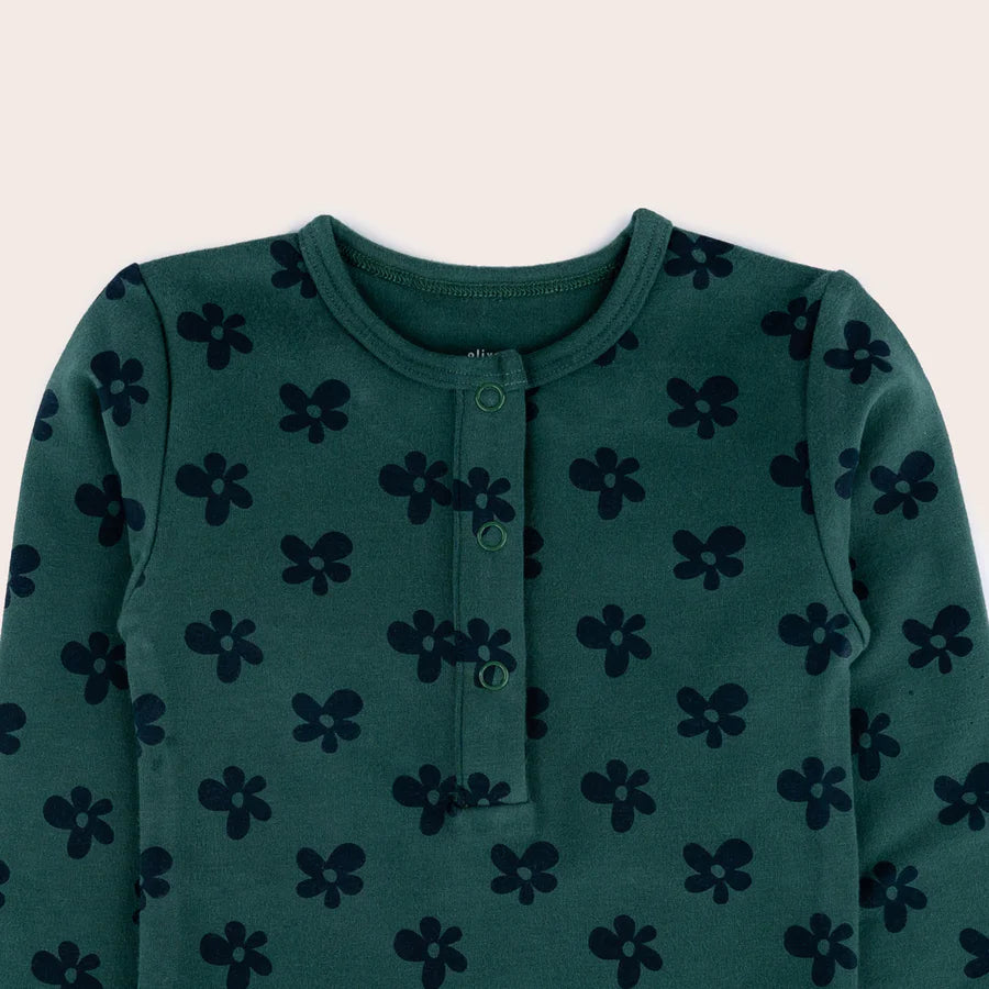 Olive and The Captain Flower Long Sleeve Bodysuit - Night Meadow