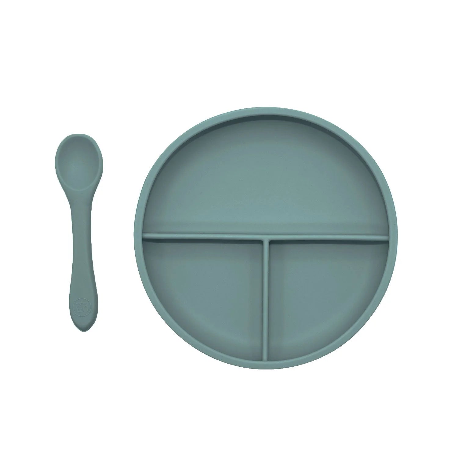 O.B Designs Suction Divider Plate & Spoon Set - Ocean