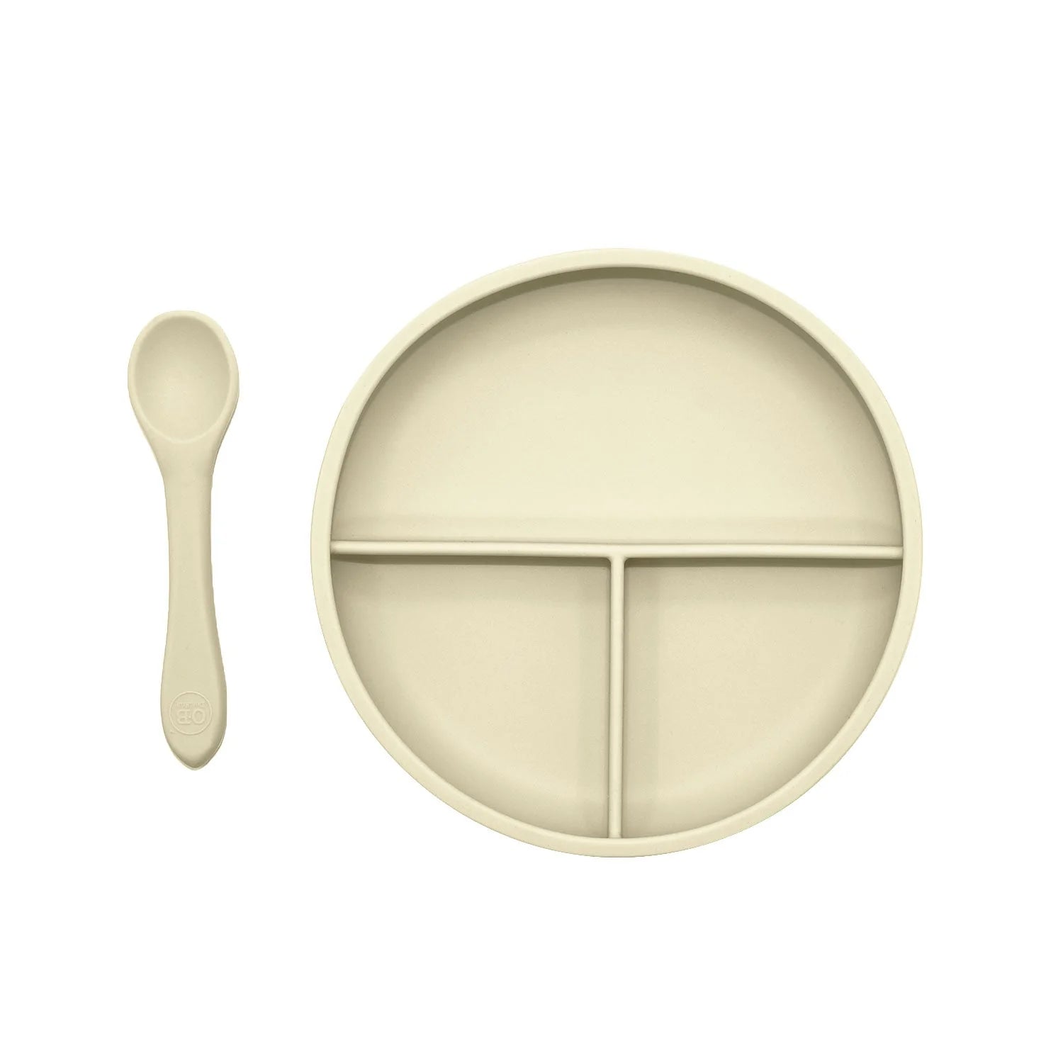 O.B Designs Suction Divider Plate & Spoon Set - Coconut