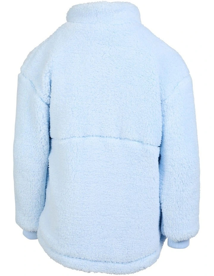 Eve Girl Cozy Quarter Zip Teddy Jumper - Blue