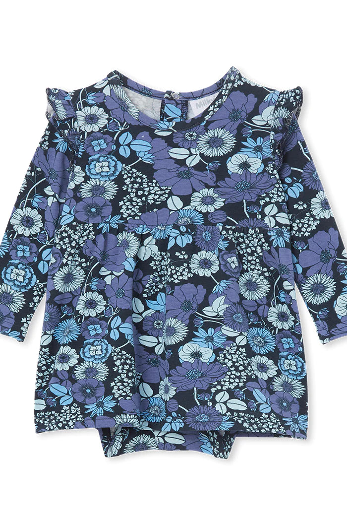 Milky Indigo Frill Baby Dress
