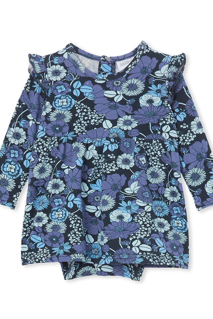 Milky Indigo Frill Baby Dress