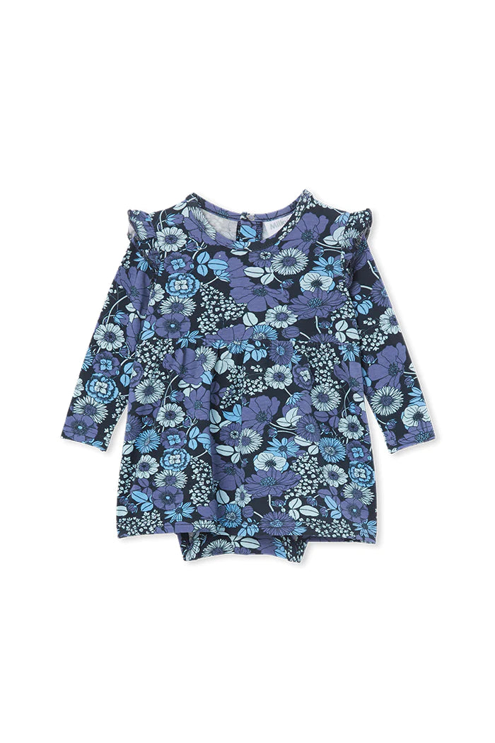 Milky Indigo Frill Baby Dress