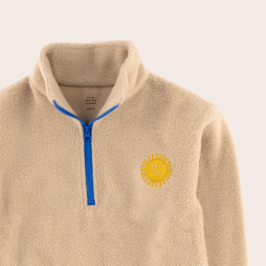 Olive and The Captain Fleeced Zip Pullover - Ecru