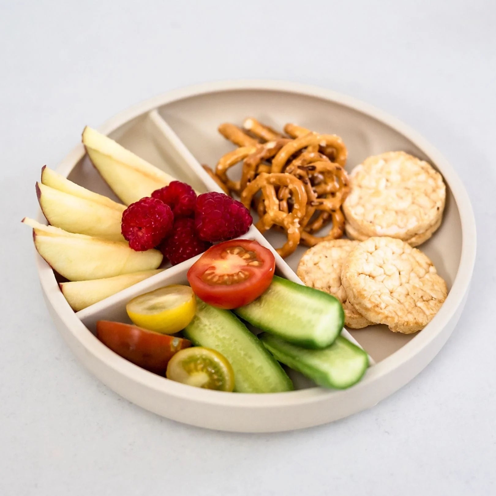 O.B Designs Suction Divider Plate & Spoon Set - Coconut