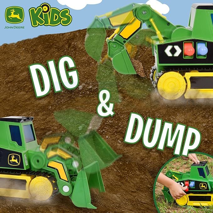 John Deere Toys John Deere 60cm Motorised Lights & Sounds 2-n-1 Mega Mover & Tracked Digger