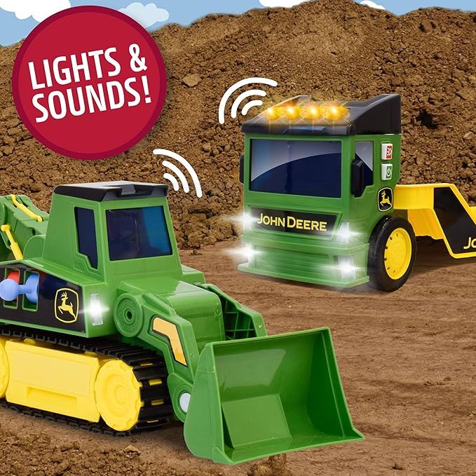 John Deere Toys John Deere 60cm Motorised Lights & Sounds 2-n-1 Mega Mover & Tracked Digger