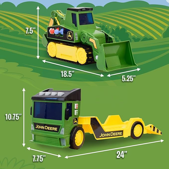John Deere Toys John Deere 60cm Motorised Lights & Sounds 2-n-1 Mega Mover & Tracked Digger