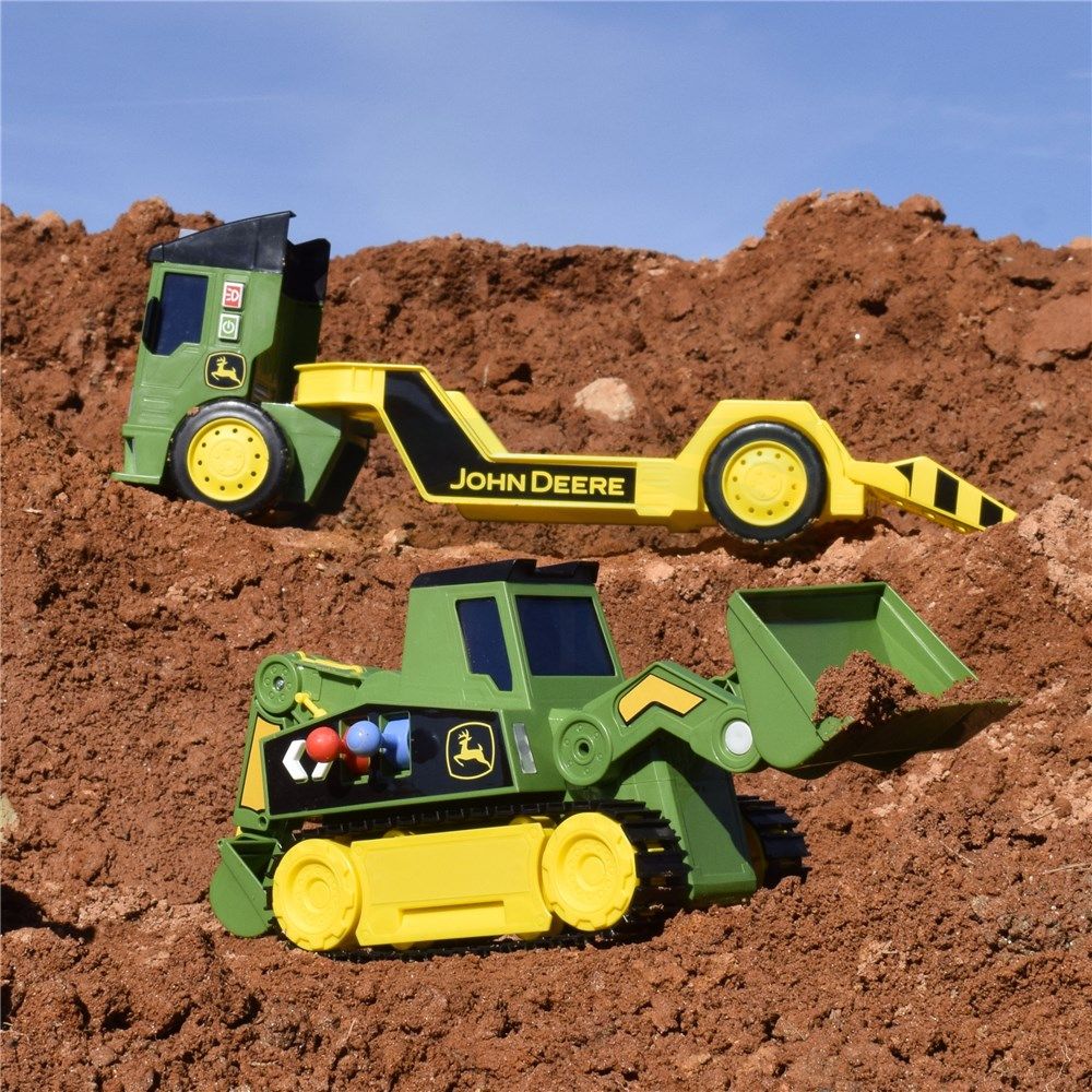 John Deere Toys John Deere 60cm Motorised Lights & Sounds 2-n-1 Mega Mover & Tracked Digger