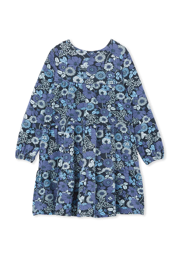 Milky Indigo Tiered Dress