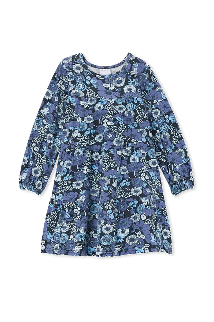 Milky Indigo Tiered Dress