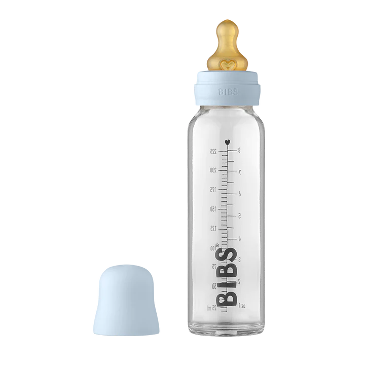 Bibs 225ml Glass Bottle Set - Baby Blue