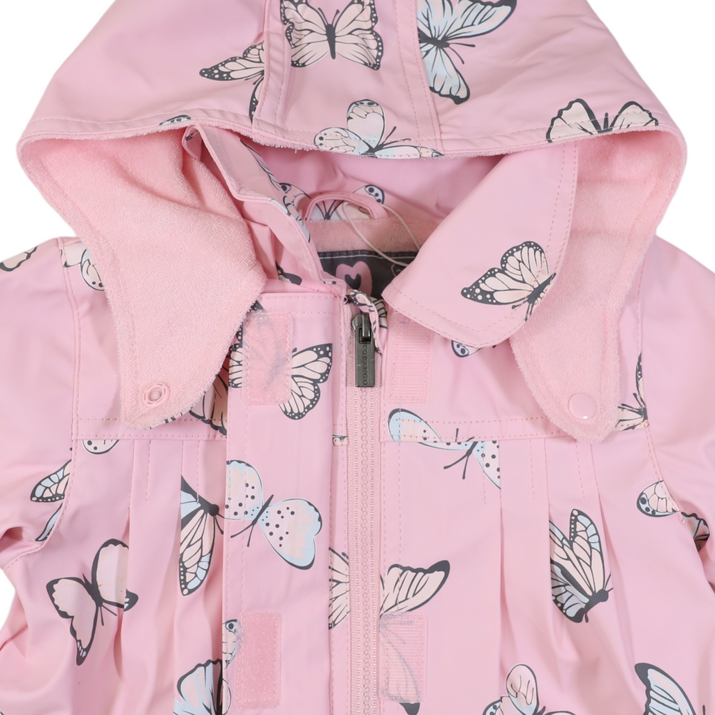 Korango Butterfly Colour Change Terry Towelling Lined Raincoat - Fairytale Pink