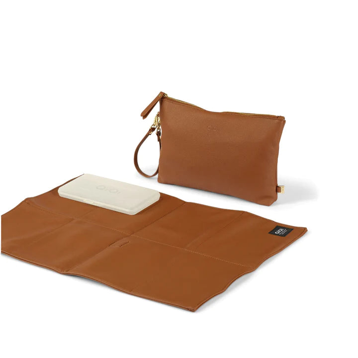 OiOi Faux Leather Nappy Changing Pouch - Chestnut