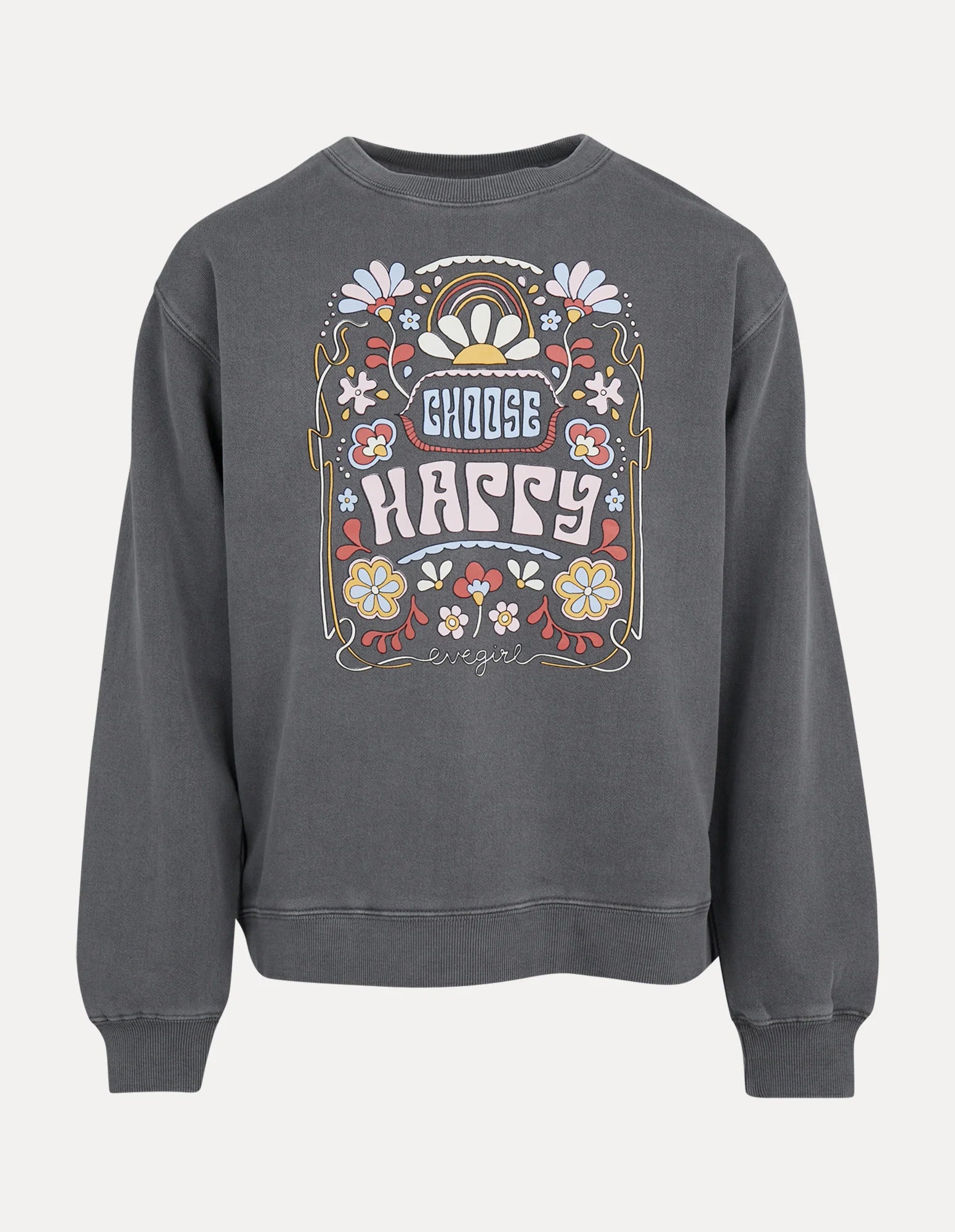 Eve Girl Choose Happy Crew-Charcoal
