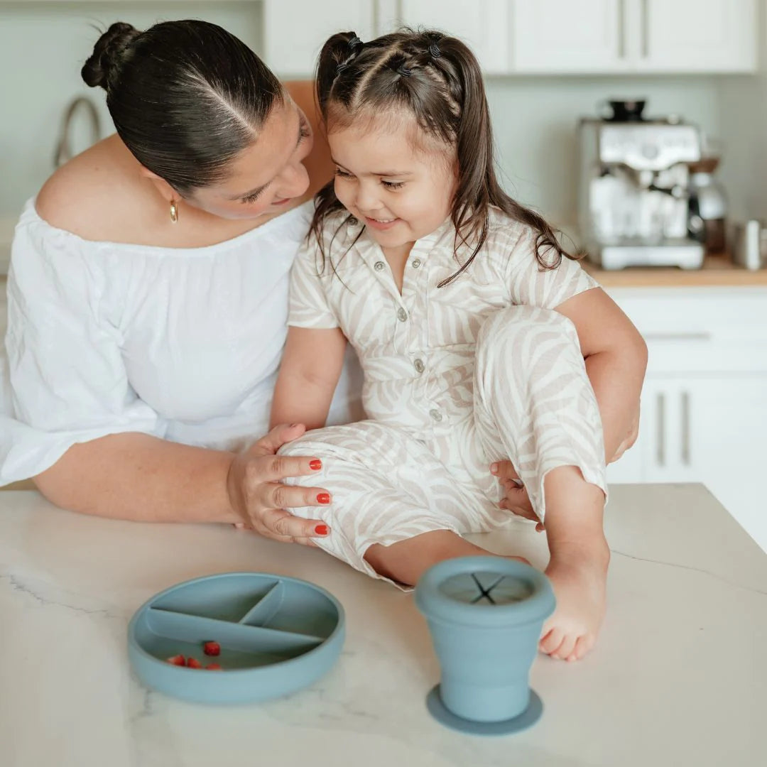 O.B Designs Suction Divider Plate & Spoon Set - Ocean