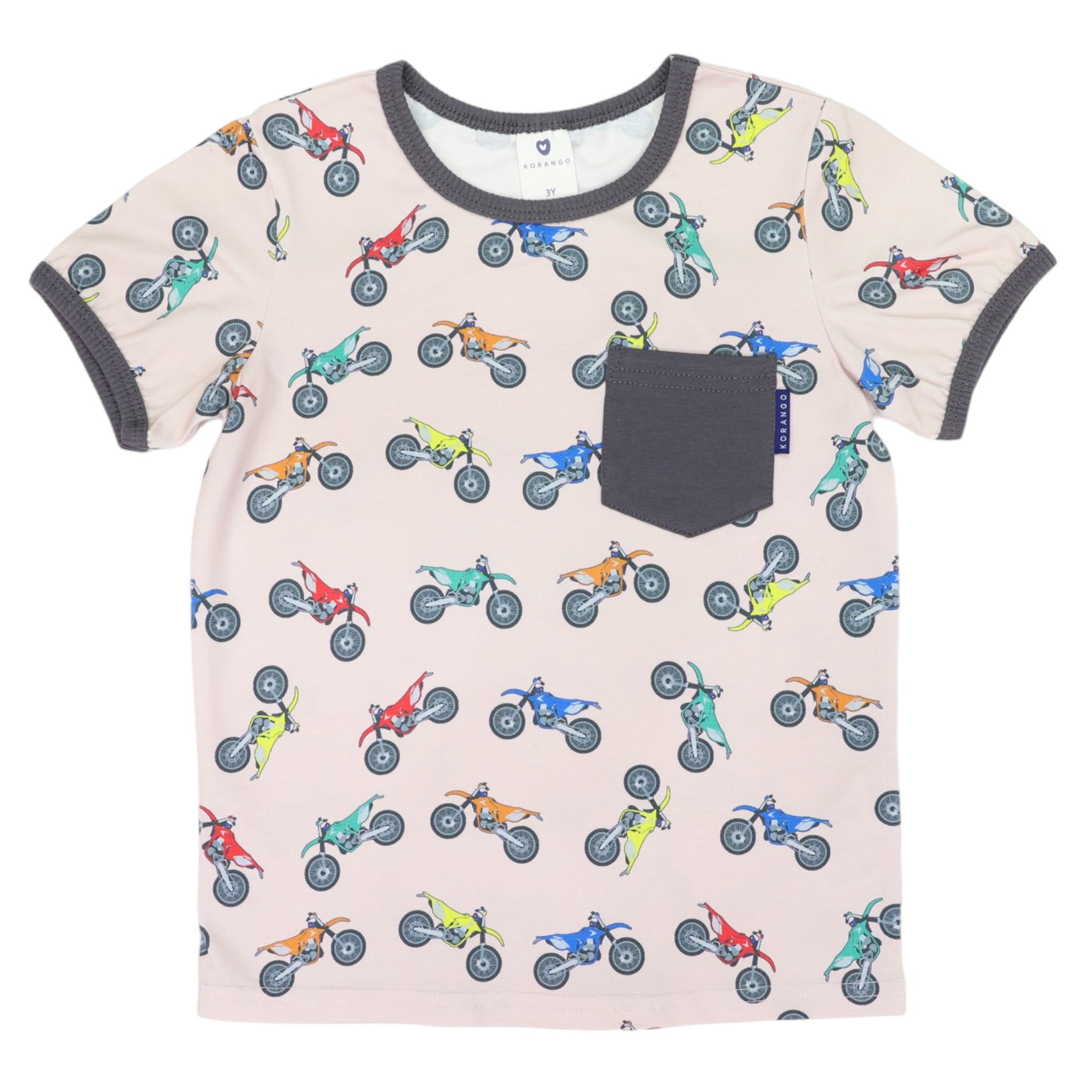 Korango Motor Bike Print Pocket Tee - Tapioca