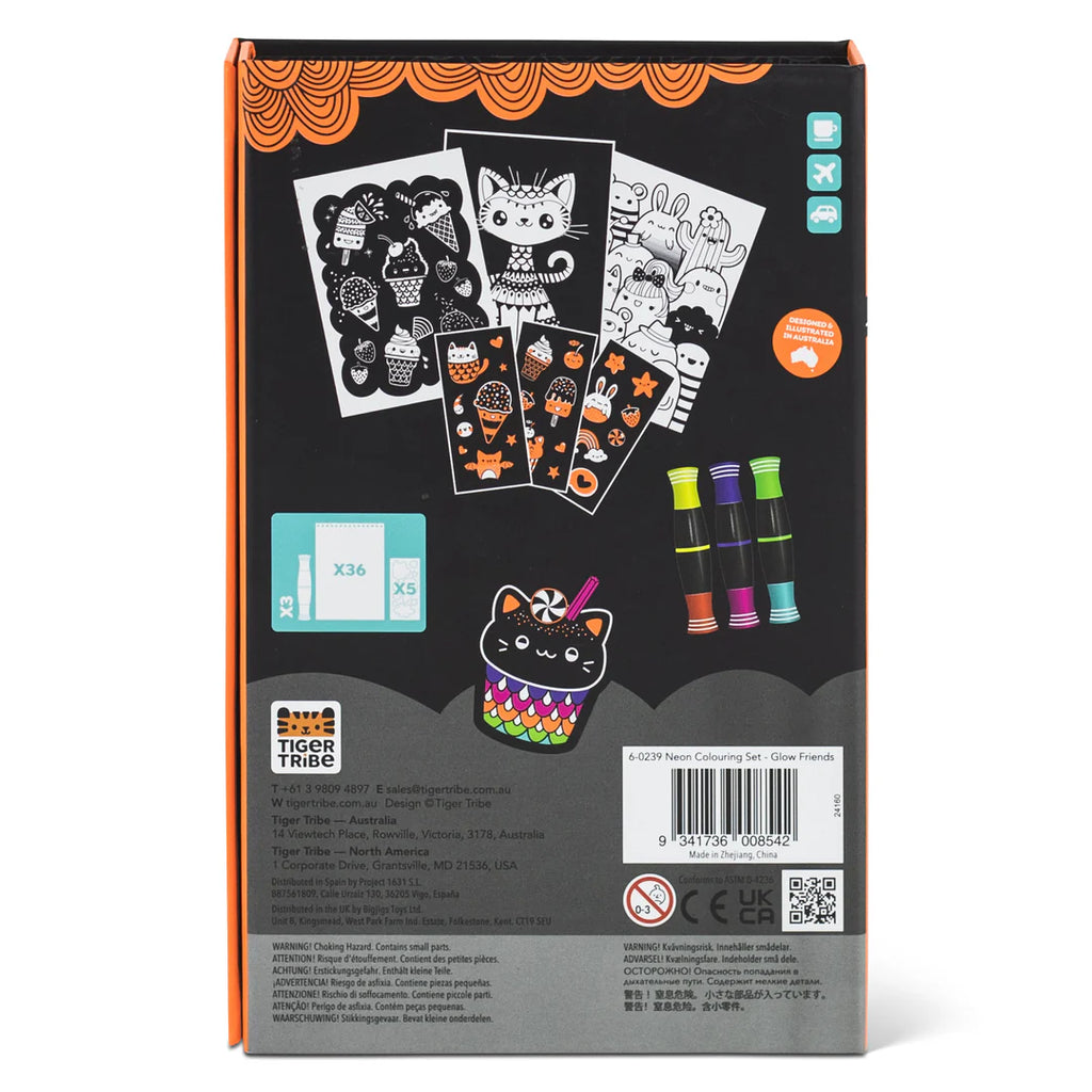 Tiger Tribe Neon Colouring Set - Glow Friends