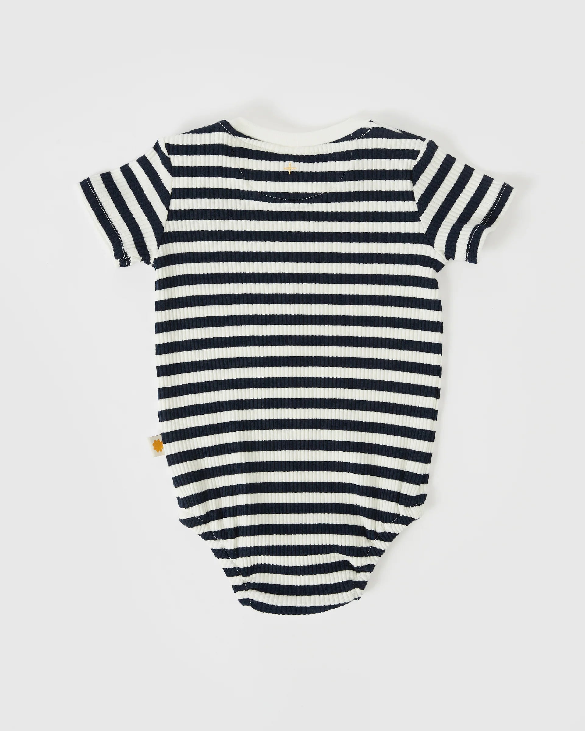 Goldie + Ace Max Short Sleeve Ribbed Stripe Romper - Navy/Ivory