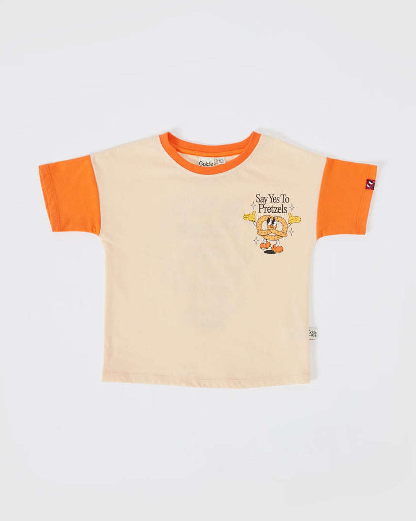 Goldie + Ace Say Yes To Pretzels T-Shirt - Orange