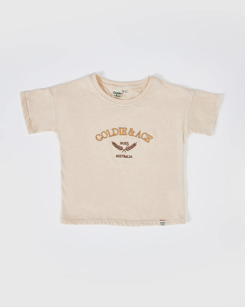 Goldie + Ace Legacy Embroidered T-Shirt - Oatmeal