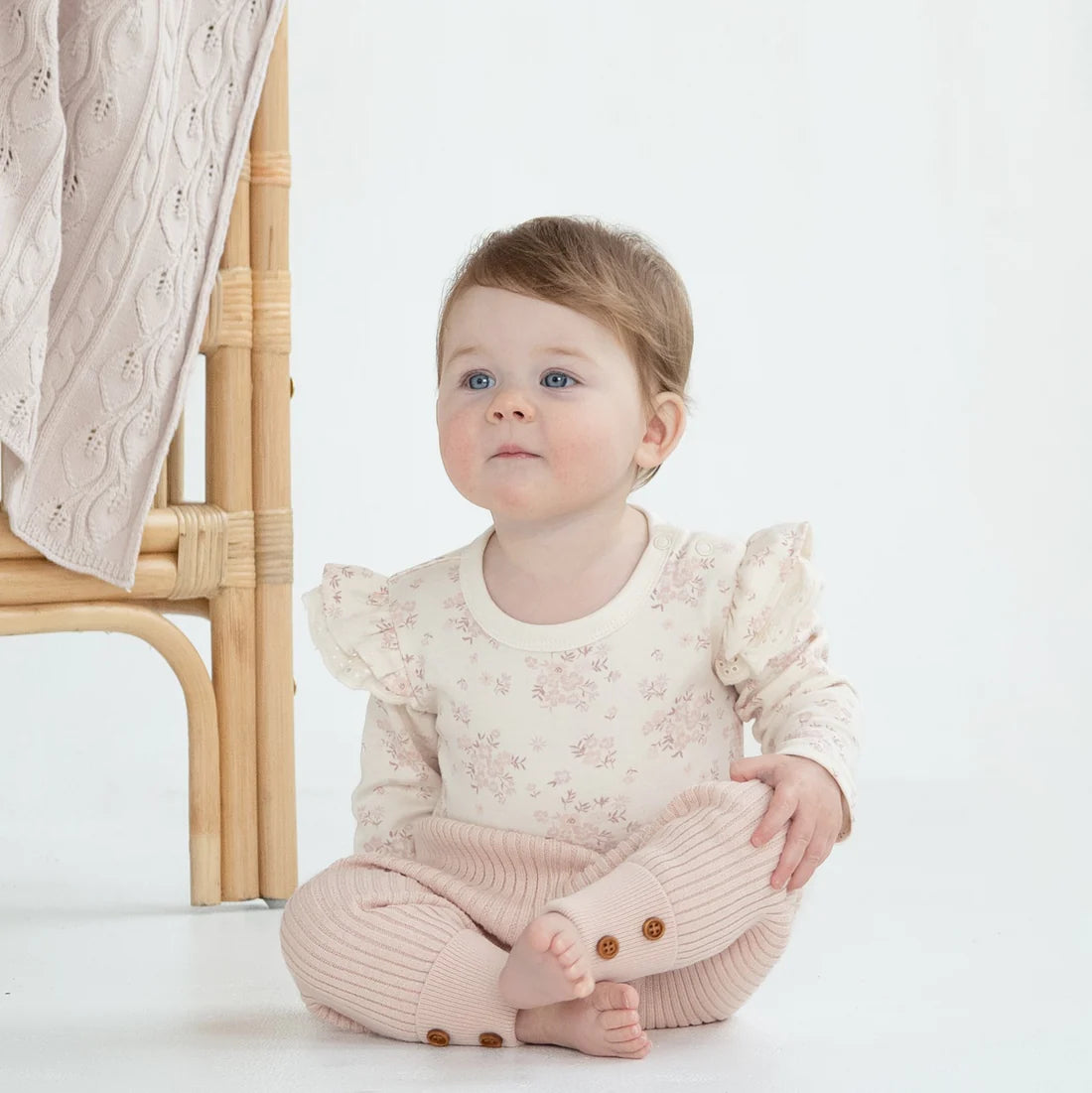 Aster & Oak Emmy Floral Flutter Onesie