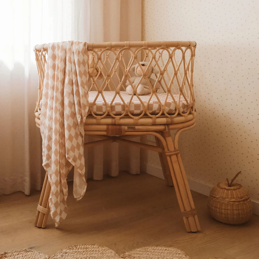 Fox & Fallow Organic Muslin Wrap Swaddle - Caramel Check