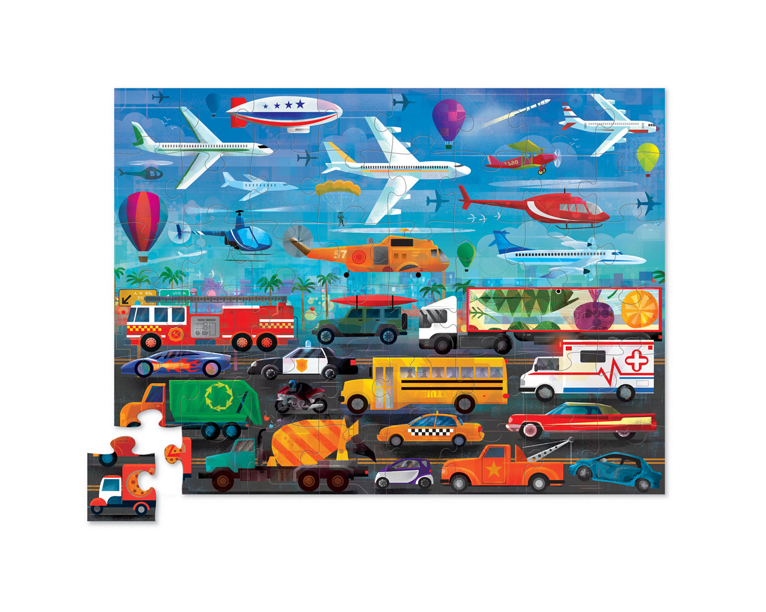 Crocodile Creek Above & Below Puzzle 48 pc- Things that Go