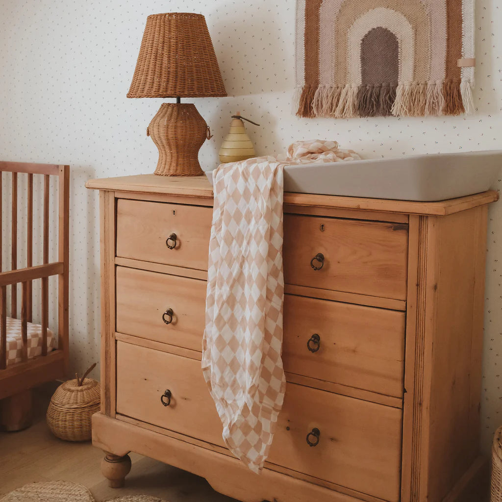 Fox & Fallow Organic Muslin Wrap Swaddle - Caramel Check