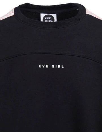Eve Girl Base Panelled Crew - Black