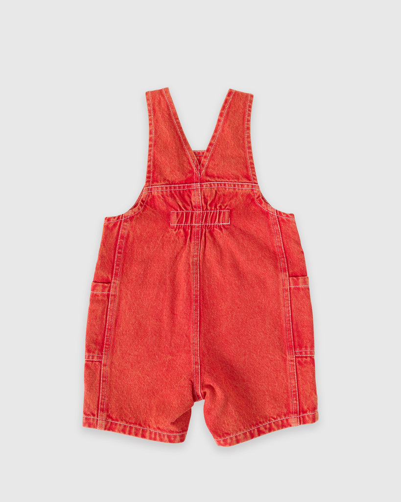 Goldie + Ace James Vintage Washed Denim Pocket Overalls - Apple Red