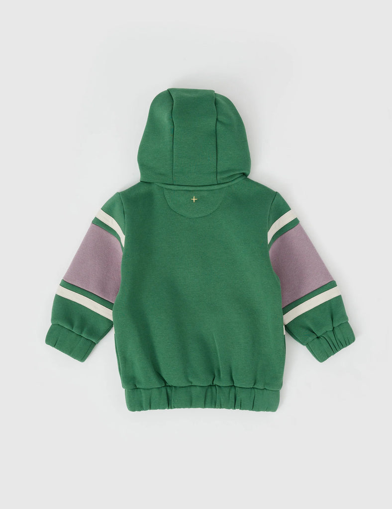 Goldie + Ace Hooded Panel Sweater - Alpine Green