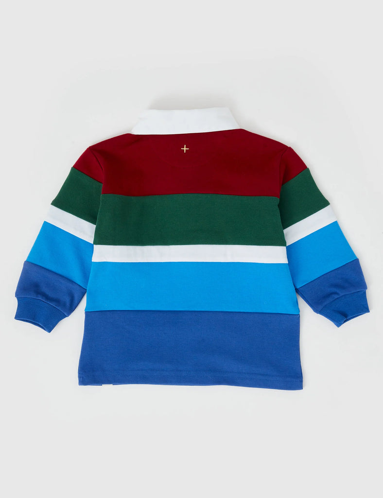 Goldie + Ace Archie Embroidered Rugby Top - Blue Green