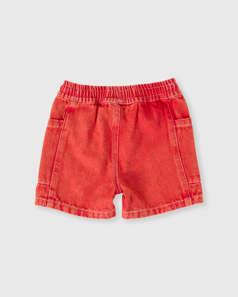 Goldie + Ace Noah Denim Pocket Shorts - Apple Red