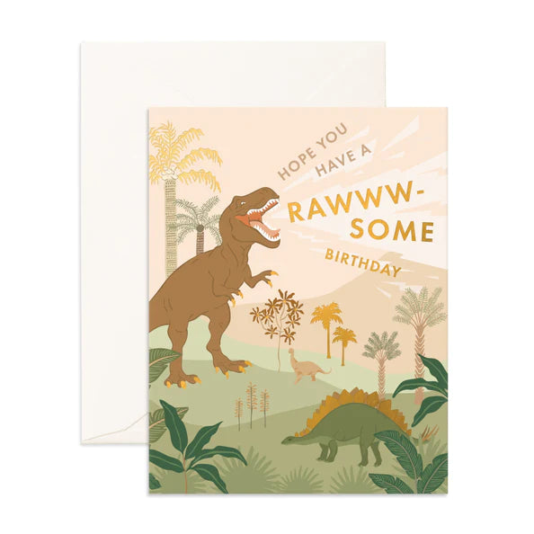 Fox and Fallow Rawww-some Birthday Dinos Greeting Card