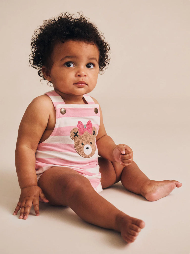 Huxbaby Strawberry Stripe Playsuit - Strawberry/Almond Milk