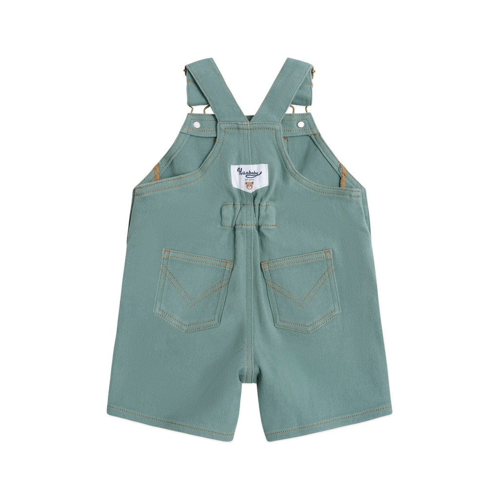 Huxbaby Denim Short Overalls - Granite Green