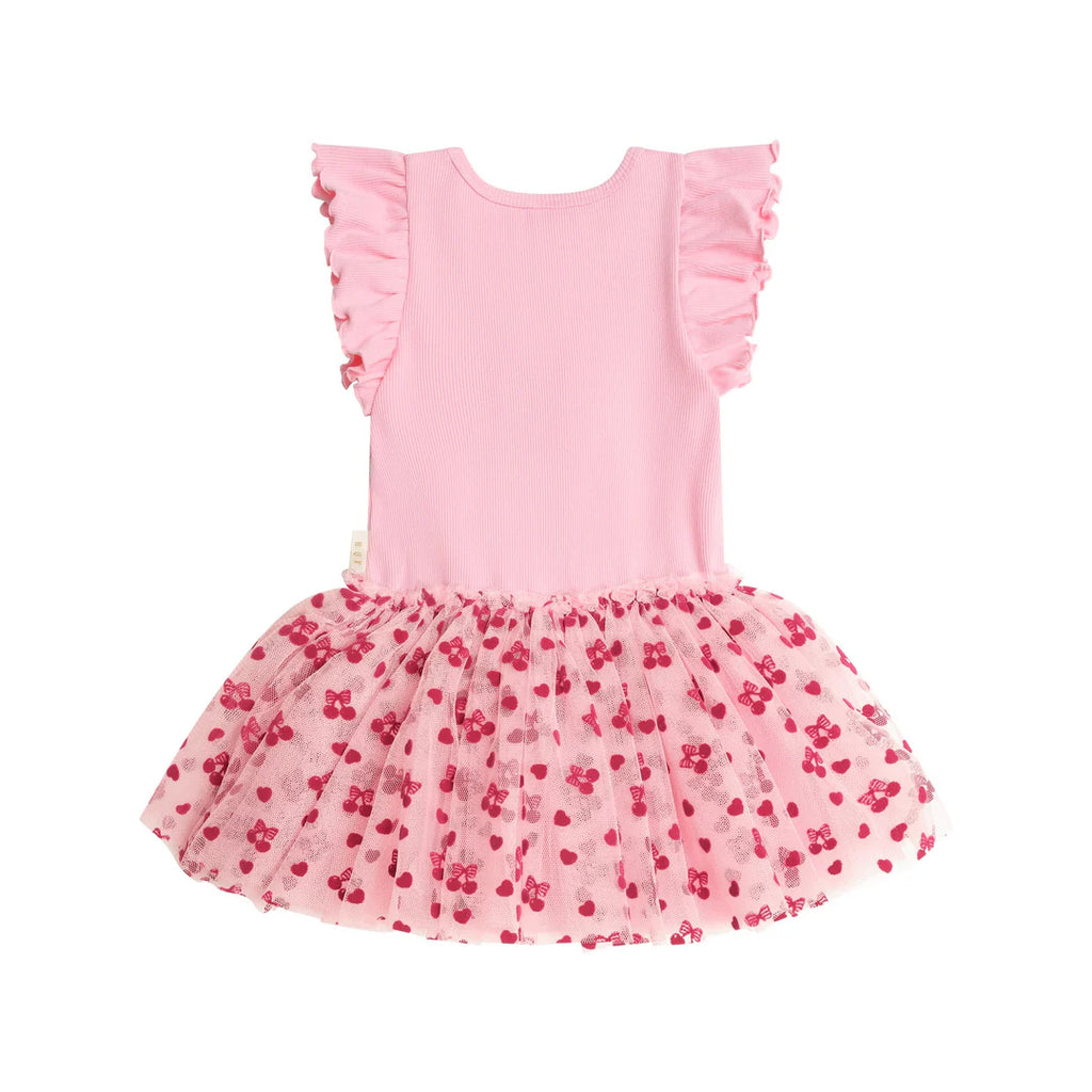 Huxbaby Cherry Pie Rib Tulle Dress - Apricot
