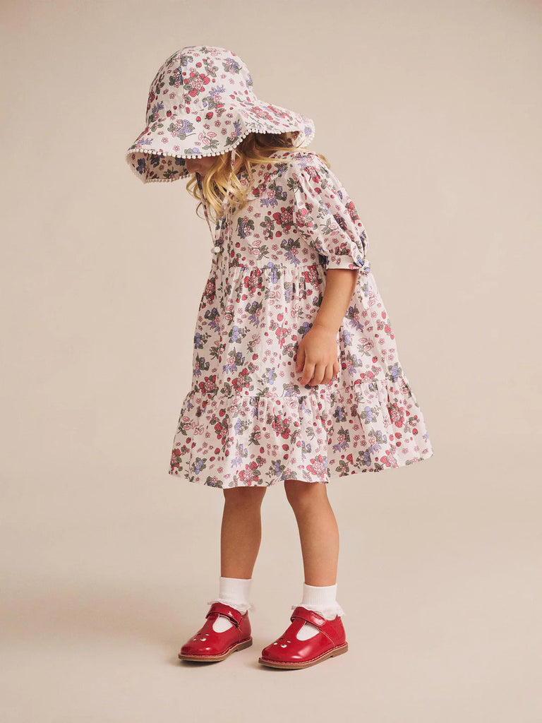 Huxbaby Strawberry Garden Tiered Smock Dress - Cream