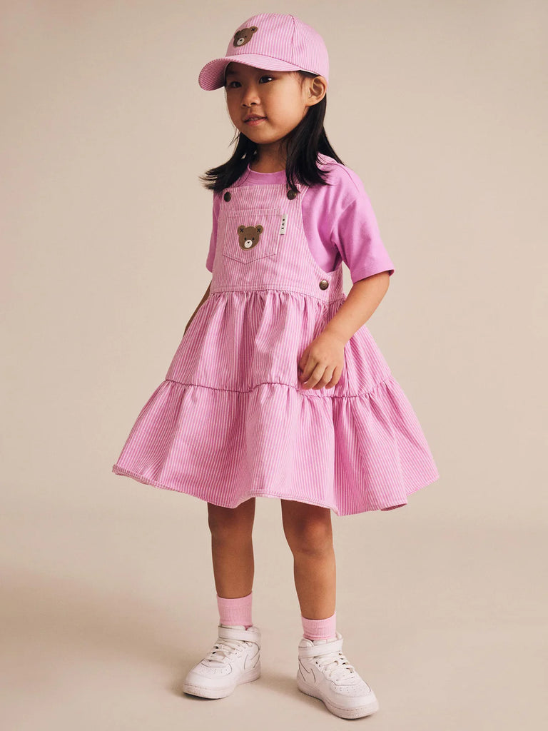 Huxbaby Candy Stripe Pinafore Dress - Magenta/Almond Milk