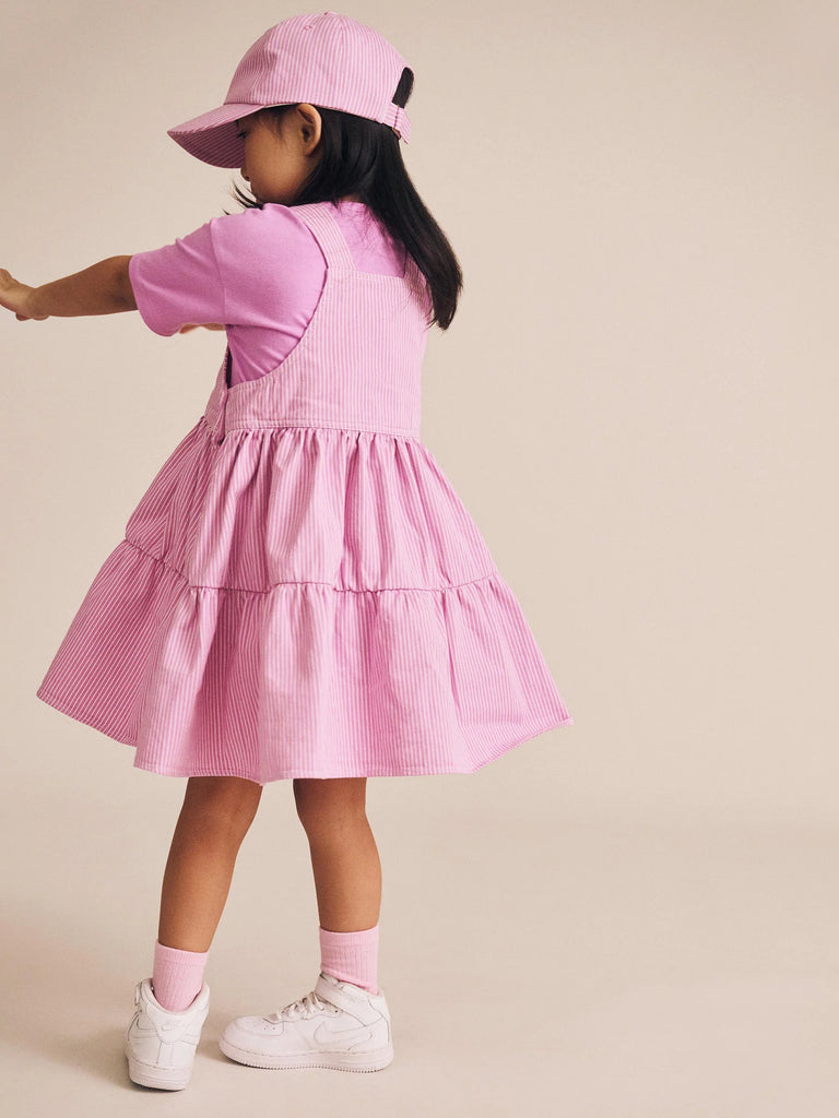 Huxbaby Candy Stripe Pinafore Dress - Magenta/Almond Milk