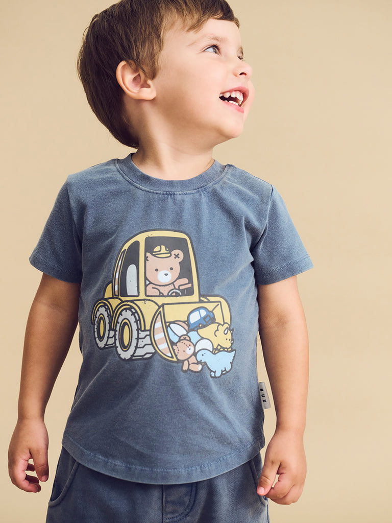 Huxbaby Digger Hux T-Shirt - Washed Navy