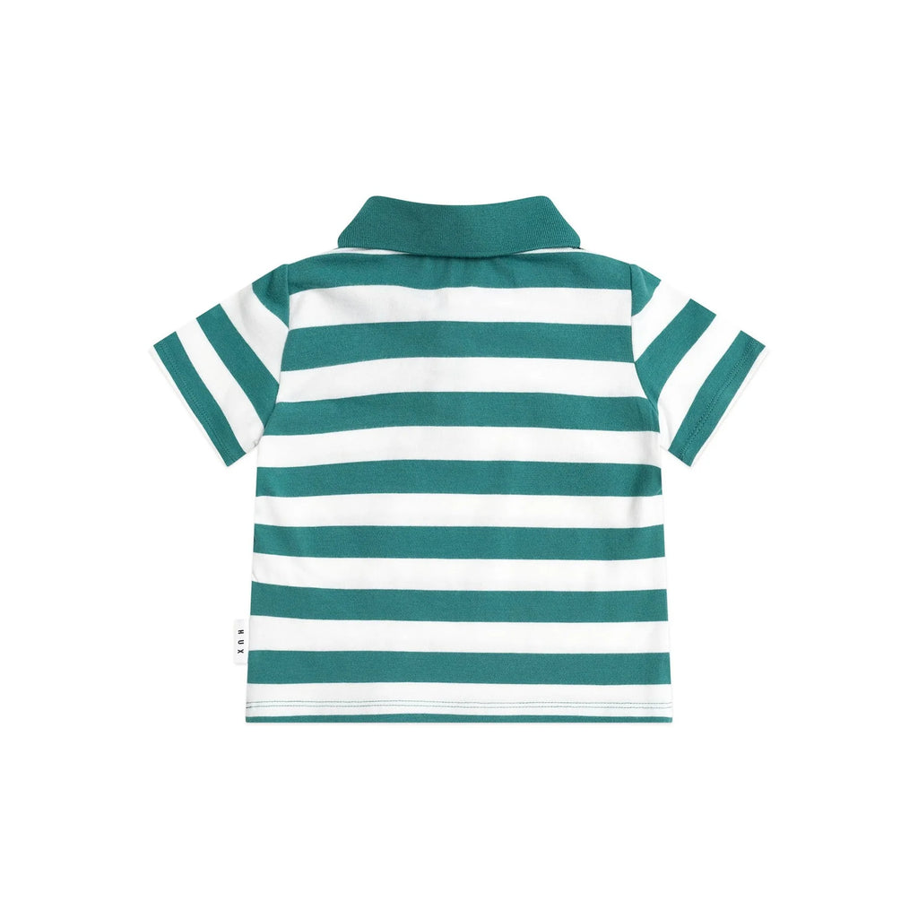 Huxbaby Peekaboo Hux Polo Tee - Granite Green/Almond Milk